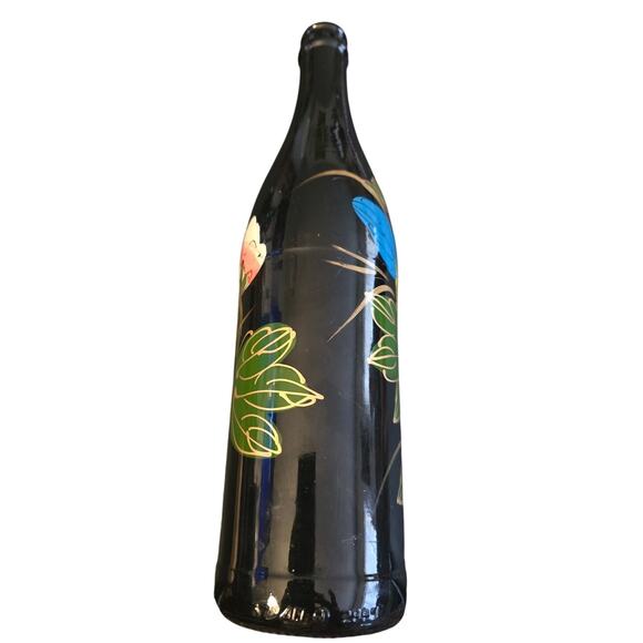 HAND-PAINTED empty Wine Glass Beautiful Unknown Artist - Picture 3 of 5